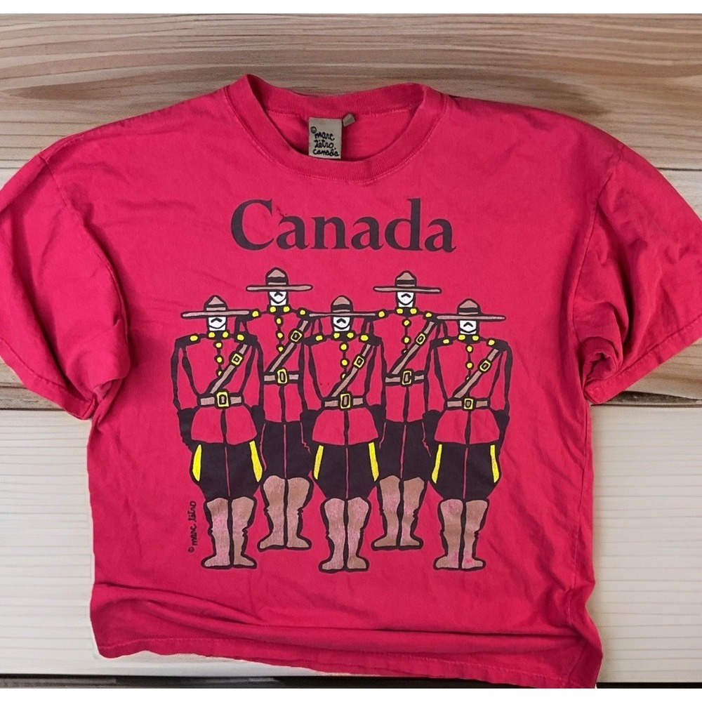 Marc Tetro Canada Art Shirt Mens XL Graphic Tee Red Royal Guards 90s Top Vintage
